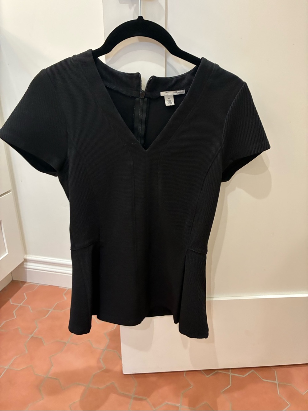 Halogen textured black peplum blouse